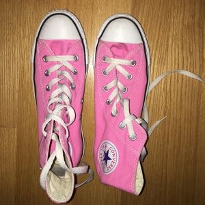 Pink high top converse